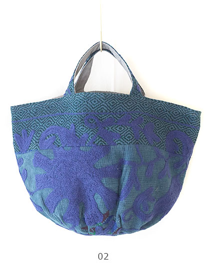 オールドラリーキルトの丸底トート