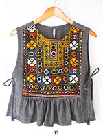 カッチ刺繡のギャザージレ